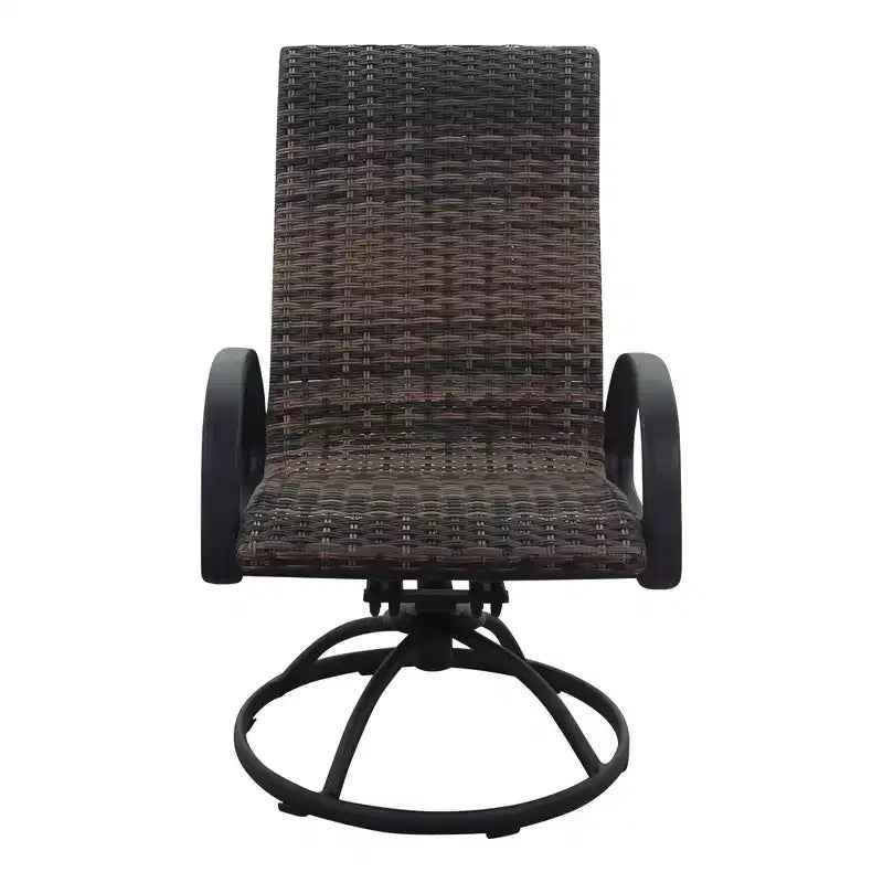 Courtyard Casual Santa Fe – Ensemble de 3 pièces en osier avec fauteuils à bascule pivotants – Comprend une table d'appoint de 20 po et deux fauteuils à bascule pivotants en osier