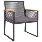 vidaXL Ensemble de 4 fauteuils de jardin - Acier et contreplaqué noirs, chaise de jardin confortable avec coussins épais en coton, design moderne, table rectangulaire