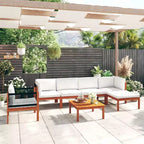 vidaXL Salon de jardin crème, bois naturel Bois d'acacia massif Standard