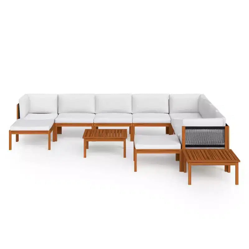 vidaXL Salon de jardin crème Bois d'acacia massif Moyen