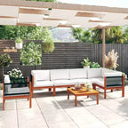 vidaXL Salon de jardin crème Bois d'acacia massif Grands sièges Nombreux