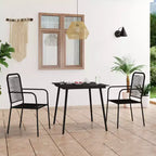 vidaXL Ensemble de salle à manger noir Corde de coton, acier poudré, verre trempé