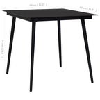 vidaXL Ensemble de salle à manger noir Corde de coton, acier poudré, verre trempé