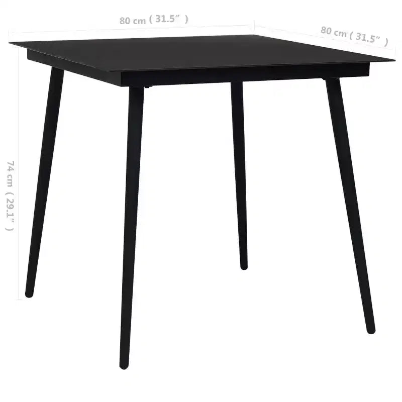 vidaXL Ensemble de salle à manger noir Corde de coton, acier poudré, verre trempé