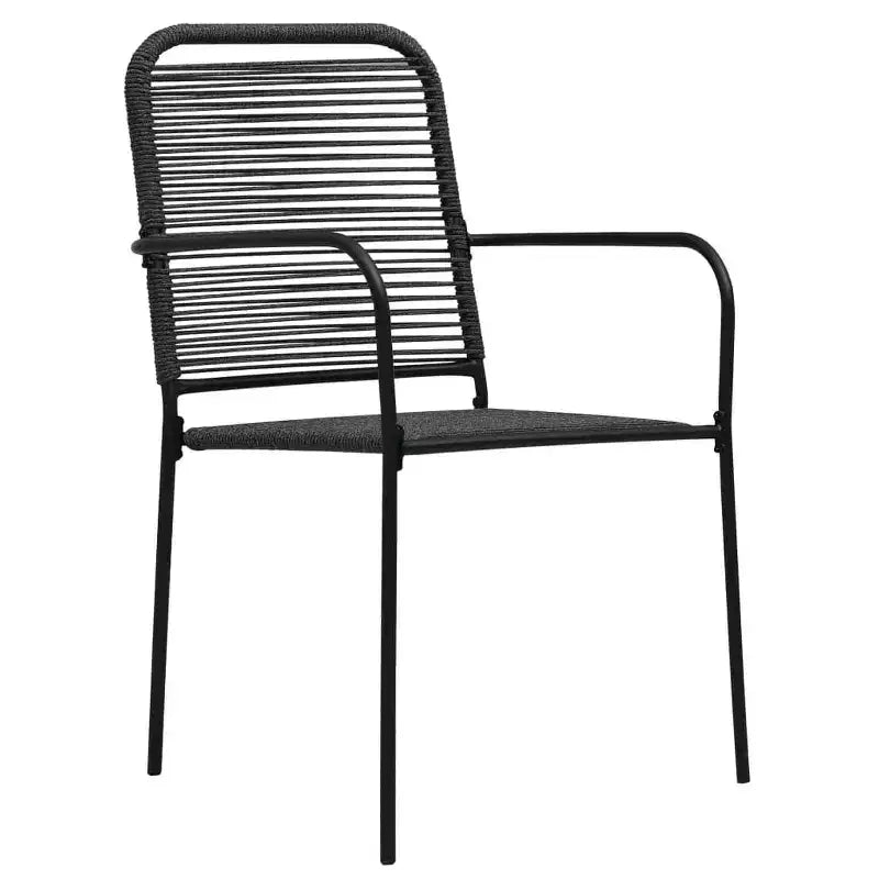 vidaXL Ensemble de salle à manger noir Corde de coton, acier poudré, verre trempé