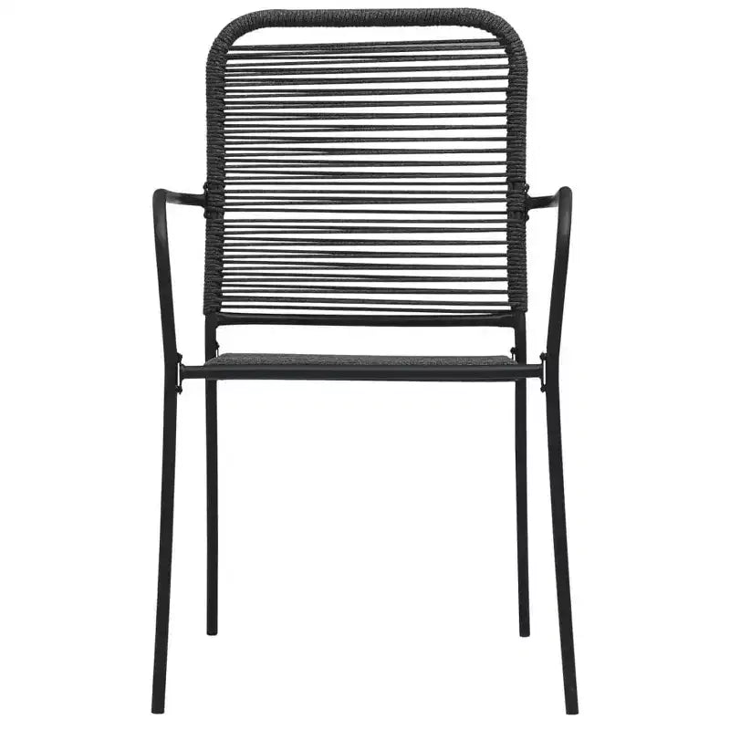 vidaXL Ensemble de salle à manger noir Corde de coton, acier poudré, verre trempé