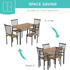 Ensemble de salle à manger rustique 5 pièces Coolmee - Table et 4 chaises avec étagère de rangement