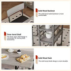 Table de Bar pour 2 Personnes avec 2 Tabourets Rembourrés en PU et 3 Étagères de Rangement, 3 Pièces