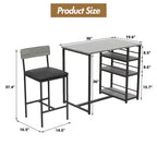 Table de Bar pour 2 Personnes avec 2 Tabourets Rembourrés en PU et 3 Étagères de Rangement, 3 Pièces