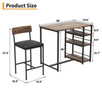 Table de Bar pour 2 Personnes avec 2 Tabourets Rembourrés en PU et 3 Étagères de Rangement, 3 Pièces