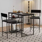 Table de Bar pour 2 Personnes avec 2 Tabourets Rembourrés en PU et 3 Étagères de Rangement, 3 Pièces