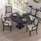 Ensemble de salle à manger rond 5 pièces Polibi avec table extensible de style rétro