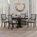 Ensemble de salle à manger rond 5 pièces Polibi avec table extensible de style rétro