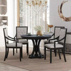 Ensemble de salle à manger rond 5 pièces Polibi avec table extensible de style rétro