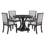 Ensemble de salle à manger rond 5 pièces Polibi avec table extensible de style rétro