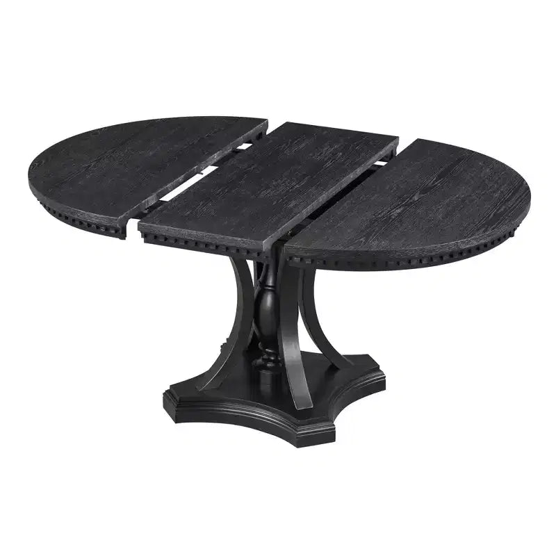Ensemble de salle à manger rond 5 pièces Polibi avec table extensible de style rétro