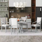 Ensemble de salle à manger rond 5 pièces Polibi avec table extensible de style rétro
