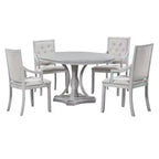 Ensemble de salle à manger rond 5 pièces Polibi avec table extensible de style rétro