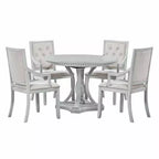 Ensemble de salle à manger rond 5 pièces Polibi avec table extensible de style rétro