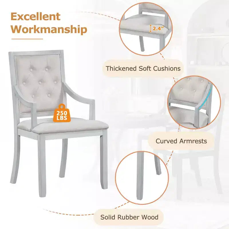 Ensemble de salle à manger rond 5 pièces Polibi avec table extensible de style rétro