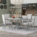 Polibi 5-Piece Retro Round Dining Set with Extendable Table