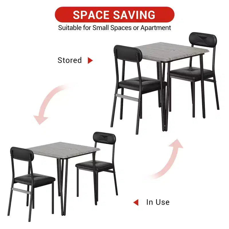 Table à manger pour 2, Ensemble table et chaises petites pour 2, Ensemble de dînette carré pour 2, Ensembles de 3 pièces pour cuisine et salle à manger pour petits espaces, appartement, bureau à domicile