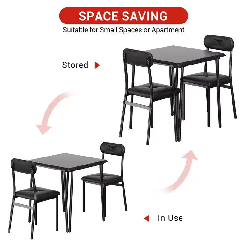 Table à manger pour 2, Ensemble table et chaises petites pour 2, Ensemble de dînette carré pour 2, Ensembles de 3 pièces pour cuisine et salle à manger pour petits espaces, appartement, bureau à domicile