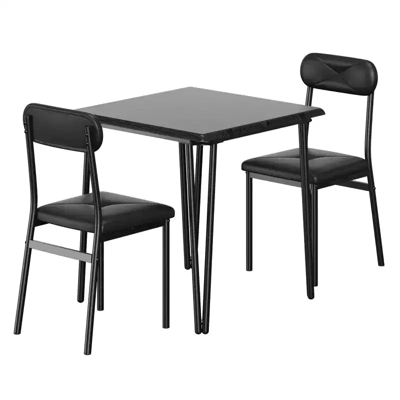 Table à manger pour 2, Ensemble table et chaises petites pour 2, Ensemble de dînette carré pour 2, Ensembles de 3 pièces pour cuisine et salle à manger pour petits espaces, appartement, bureau à domicile