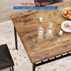 Ensemble table à manger pour 4, avec banquette rembourrée et tabourets carrés et étagères de rangement, ensemble table de cuisine et salle à manger en métal et bois pour petit espace, appartement