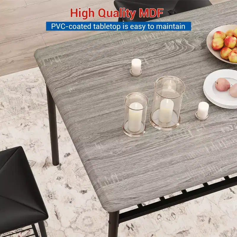 Ensemble table à manger pour 4, avec banquette rembourrée et tabourets carrés et étagères de rangement, ensemble table de cuisine et salle à manger en métal et bois pour petit espace, appartement