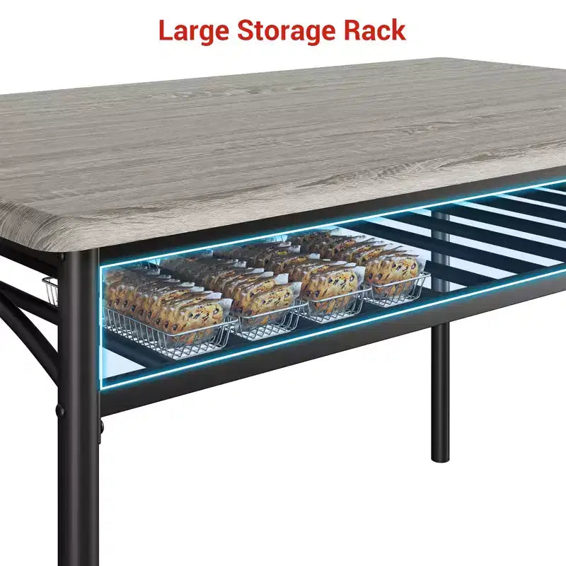 Ensemble table à manger pour 4, avec banquette rembourrée et tabourets carrés et étagères de rangement, ensemble table de cuisine et salle à manger en métal et bois pour petit espace, appartement