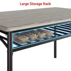 Ensemble table à manger pour 4, avec banquette rembourrée et tabourets carrés et étagères de rangement, ensemble table de cuisine et salle à manger en métal et bois pour petit espace, appartement