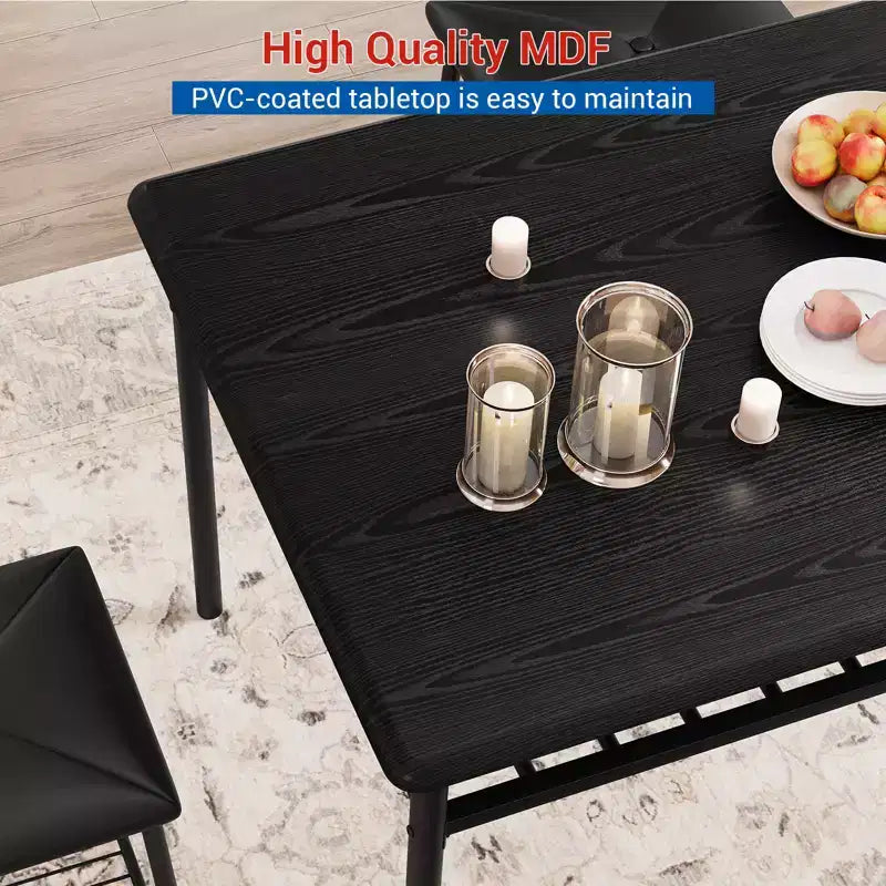 Ensemble table à manger pour 4, avec banquette rembourrée et tabourets carrés et étagères de rangement, ensemble table de cuisine et salle à manger en métal et bois pour petit espace, appartement