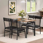 Ensemble de table à manger pour 4 personnes, 5 pièces, en bois, 4 chaises rembourrées en PU, cadre en métal, ensemble de dînette pour salle à manger, fête, appartement