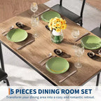 Ensemble de table à manger pour 4 personnes, 5 pièces, en bois, 4 chaises rembourrées en PU, cadre en métal, ensemble de dînette pour salle à manger, fête, appartement