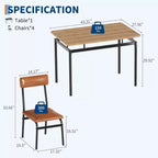 Ensemble de table à manger pour 4 personnes, 5 pièces, en bois, 4 chaises rembourrées en PU, cadre en métal, ensemble de dînette pour salle à manger, fête, appartement
