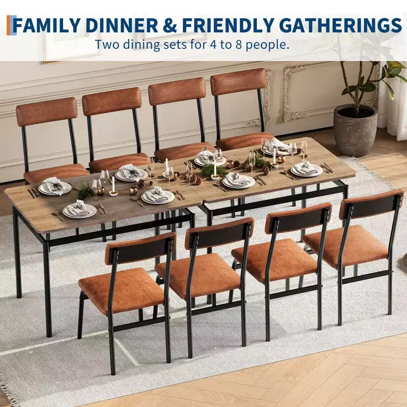 Ensemble de table à manger pour 4 personnes, 5 pièces, en bois, 4 chaises rembourrées en PU, cadre en métal, ensemble de dînette pour salle à manger, fête, appartement