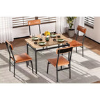 Ensemble de table à manger pour 4 personnes, 5 pièces, en bois, 4 chaises rembourrées en PU, cadre en métal, ensemble de dînette pour salle à manger, fête, appartement