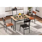 Ensemble de table à manger pour 4 personnes, 5 pièces, en bois, 4 chaises rembourrées en PU, cadre en métal, ensemble de dînette pour salle à manger, fête, appartement