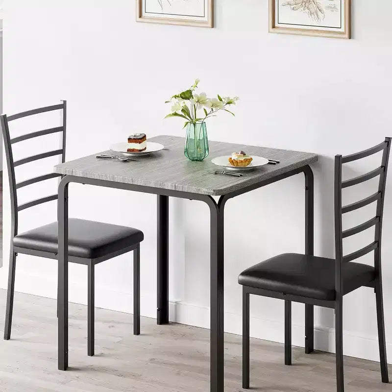 Ensemble de cuisine 3 pièces Table à manger en bois pour 2 personnes Table et chaises carrées Petit ensemble de table de ferme pour cuisine restaurant