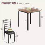 Ensemble de cuisine 3 pièces Table à manger en bois pour 2 personnes Table et chaises carrées Petit ensemble de table de ferme pour cuisine restaurant