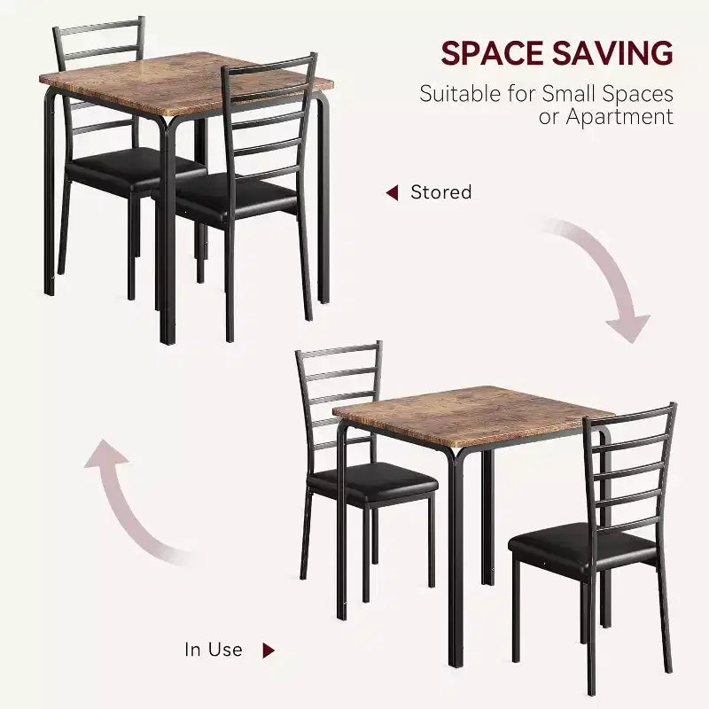 Ensemble de cuisine 3 pièces Table à manger en bois pour 2 personnes Table et chaises carrées Petit ensemble de table de ferme pour cuisine restaurant