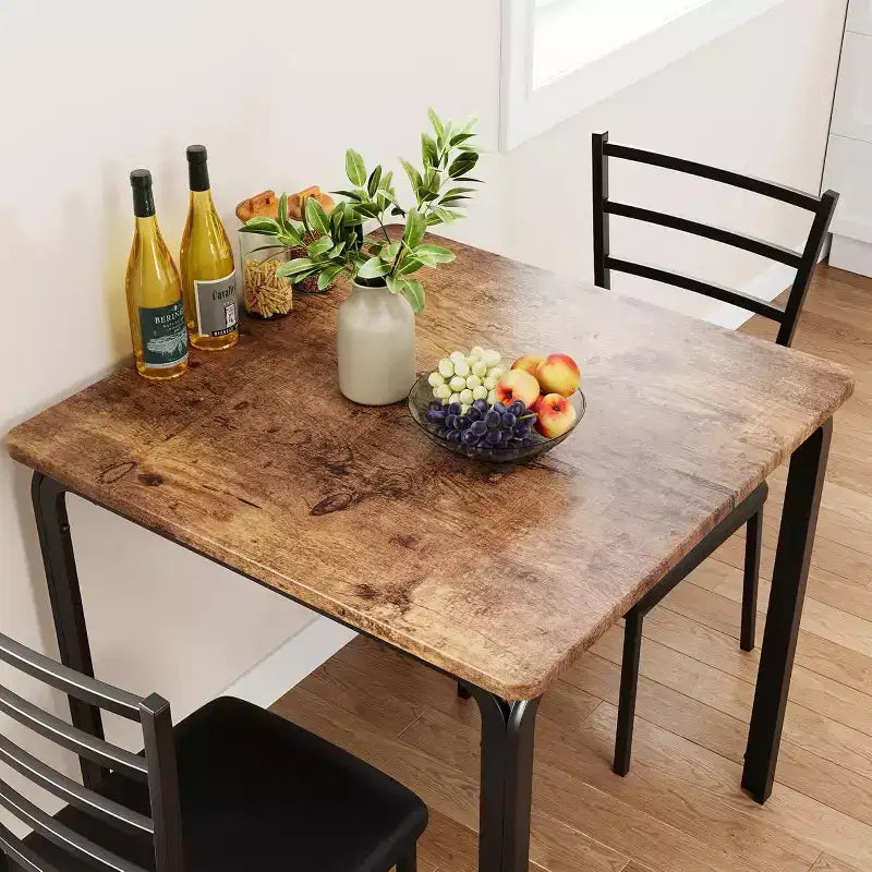Ensemble de cuisine 3 pièces Table à manger en bois pour 2 personnes Table et chaises carrées Petit ensemble de table de ferme pour cuisine restaurant