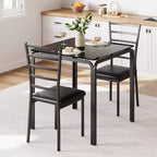 Kitchen Table Set 3 Piece Wooden Dining Table Set for 2 Person Square Table and Chair Small Farmhouse Table Set for Kitchen Restaurant