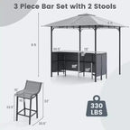 Costway Ensemble de Bar de Jardin 3 Pièces avec 2 Tabourets de Bar Table en Verre Trempé Étagère de Rangement