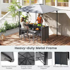 Costway Ensemble de Bar de Jardin 3 Pièces avec 2 Tabourets de Bar Table en Verre Trempé Étagère de Rangement