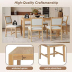 Ensemble de salle à manger rétro 7 pièces avec table rectangulaire et 6 chaises rembourrées