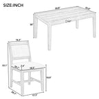 Ensemble de salle à manger rétro 7 pièces avec table rectangulaire et 6 chaises rembourrées