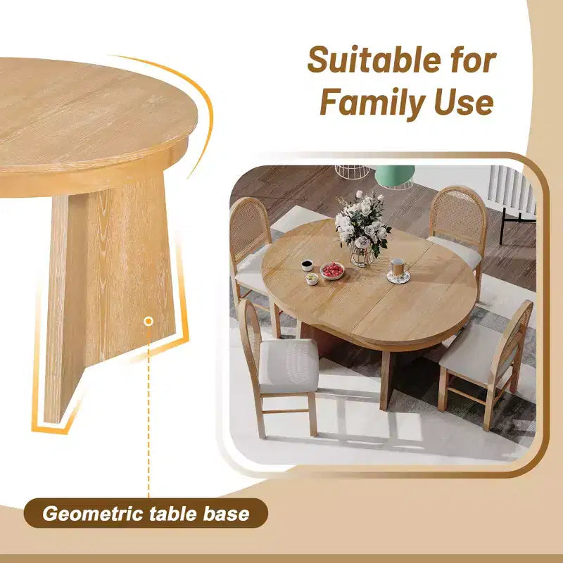 GDFStudio Harper - Ensemble de salle à manger 5 pièces avec table extensible et chaises rembourrées à dossier en rotin