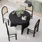 GDFStudio Harper - Ensemble de salle à manger 5 pièces avec table extensible et chaises rembourrées à dossier en rotin